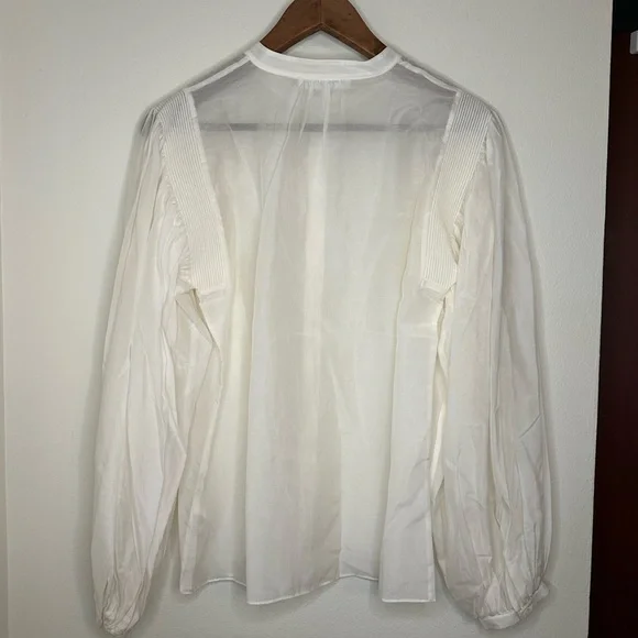 Frame Vintage Blush Off-White Semi-Sheer Cotton/Silk Blouse - Picture 4 of 6